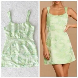 Lulus | Dresses | Nwot Lulus Brighter Side Light Green Floral Satin  Jacquard Mini Dress Xlarge | Poshmark